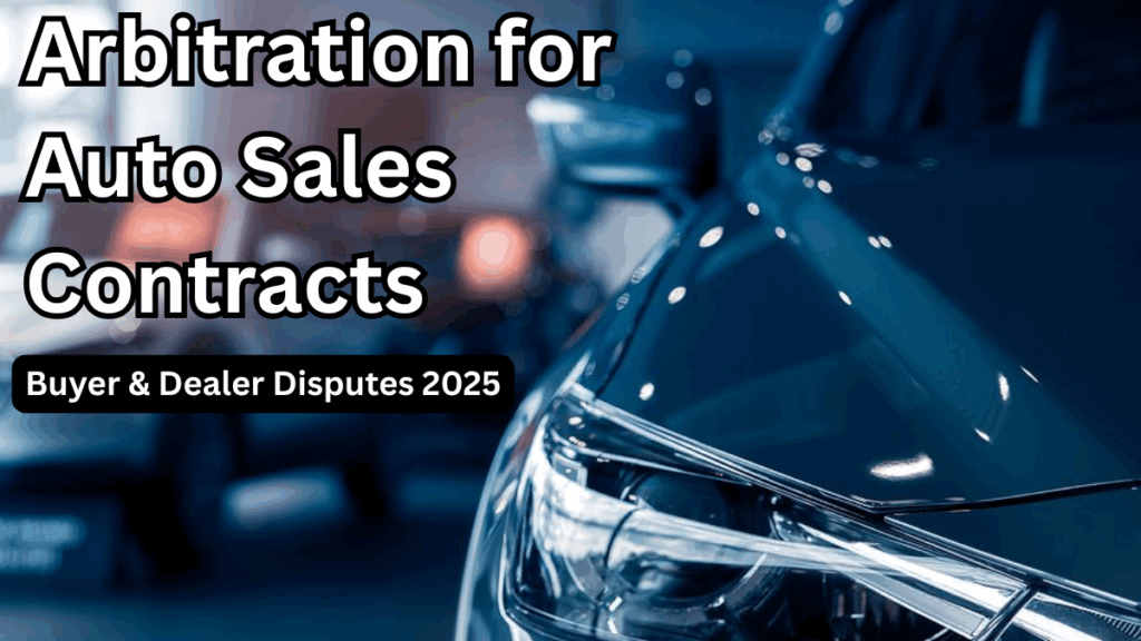 Arbitration for Auto Sales Contracts – Buyer & Dealer Disputes 2025